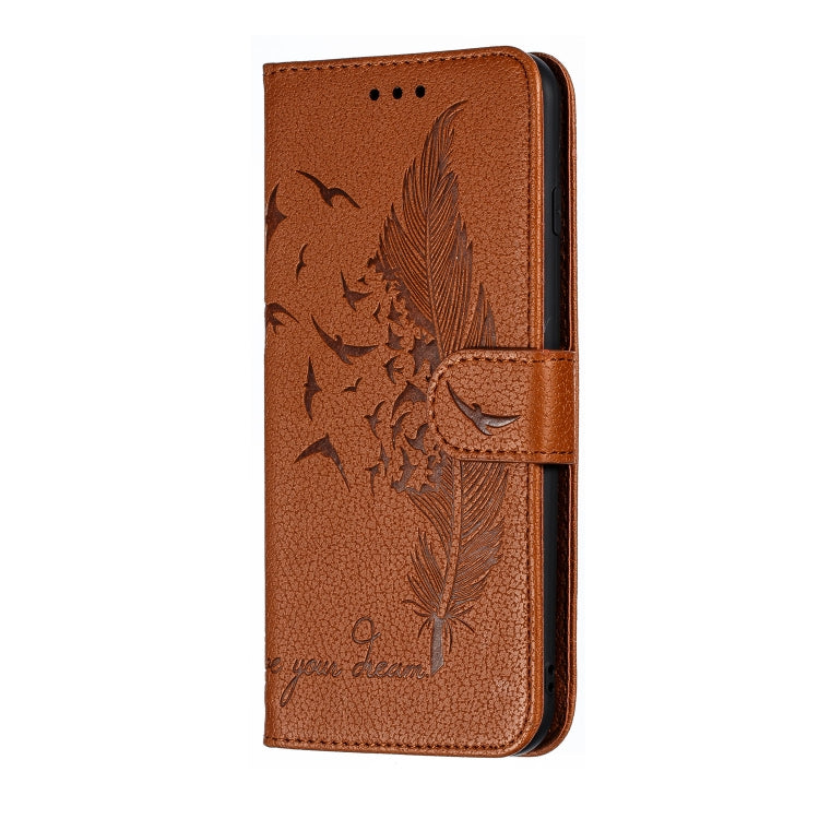 Feather Pattern Litchi Texture Horizontal Flip Leather Case with Wallet & Holder & Card Slots For iPhone 7 Plus / 8 Plus(Brown) - More iPhone Cases by buy2fix | Online Shopping UK | buy2fix