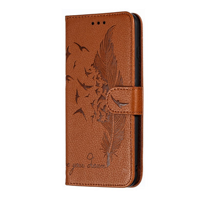 Feather Pattern Litchi Texture Horizontal Flip Leather Case with Wallet & Holder & Card Slots For iPhone 7 Plus / 8 Plus(Brown) - More iPhone Cases by buy2fix | Online Shopping UK | buy2fix