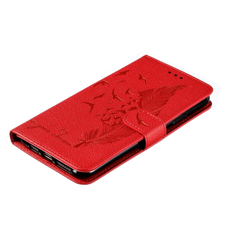 For iPhone 11 Pro Feather Pattern Litchi Texture Horizontal Flip Leather Case with Wallet & Holder & Card Slots (Red) - iPhone 11 Pro Cases by buy2fix | Online Shopping UK | buy2fix