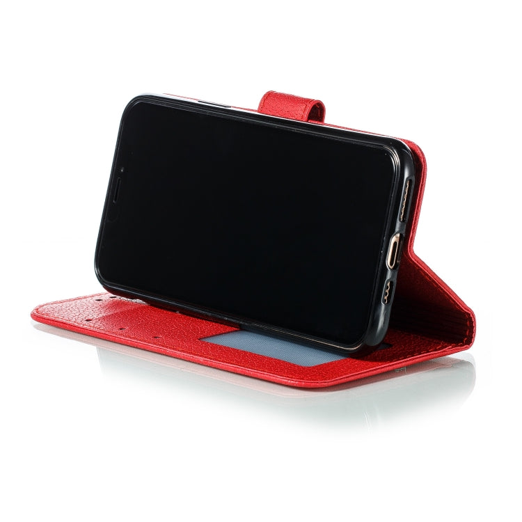 For iPhone 11 Pro Feather Pattern Litchi Texture Horizontal Flip Leather Case with Wallet & Holder & Card Slots (Red) - iPhone 11 Pro Cases by buy2fix | Online Shopping UK | buy2fix