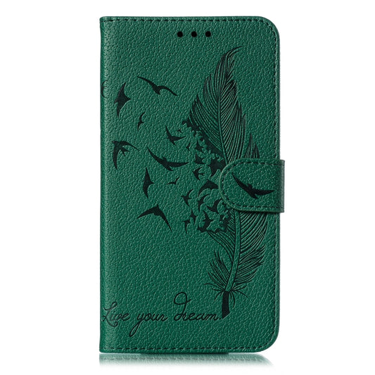 For iPhone 11 Pro Feather Pattern Litchi Texture Horizontal Flip Leather Case with Wallet & Holder & Card Slots (Green) - iPhone 11 Pro Cases by buy2fix | Online Shopping UK | buy2fix
