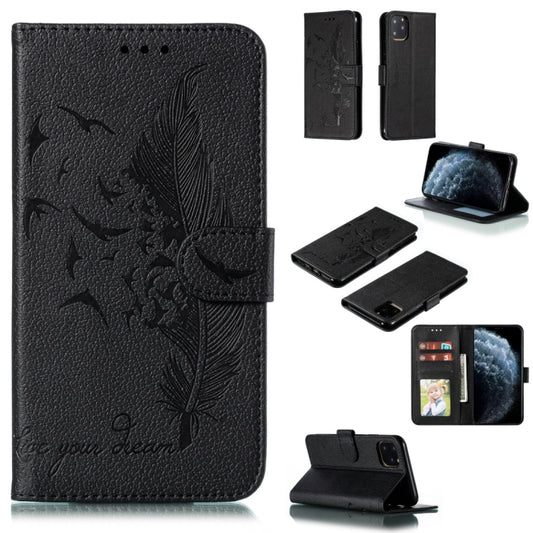 For iPhone 11 Pro Feather Pattern Litchi Texture Horizontal Flip Leather Case with Wallet & Holder & Card Slots (Black) - iPhone 11 Pro Cases by buy2fix | Online Shopping UK | buy2fix