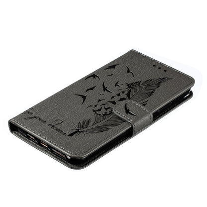 For iPhone 11 Pro Feather Pattern Litchi Texture Horizontal Flip Leather Case with Wallet & Holder & Card Slots (Gray) - iPhone 11 Pro Cases by buy2fix | Online Shopping UK | buy2fix
