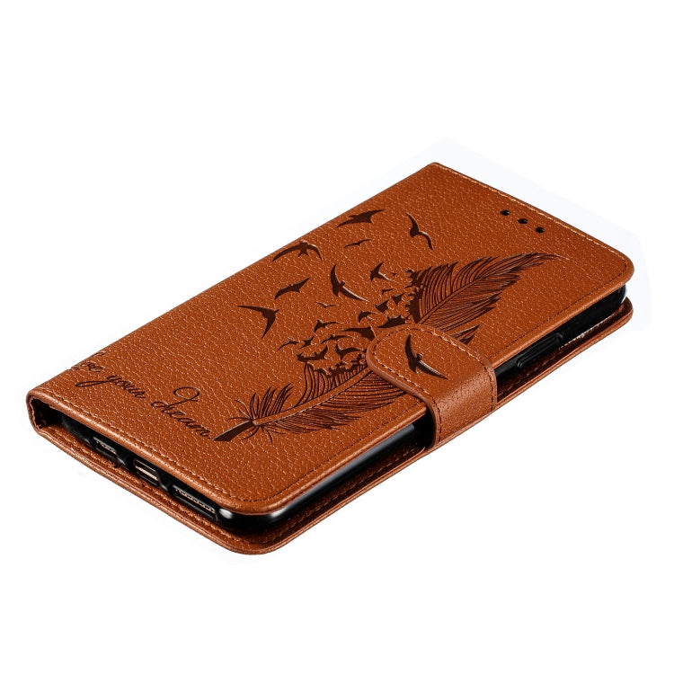 For iPhone 11 Pro Feather Pattern Litchi Texture Horizontal Flip Leather Case with Wallet & Holder & Card Slots (Brown) - iPhone 11 Pro Cases by buy2fix | Online Shopping UK | buy2fix