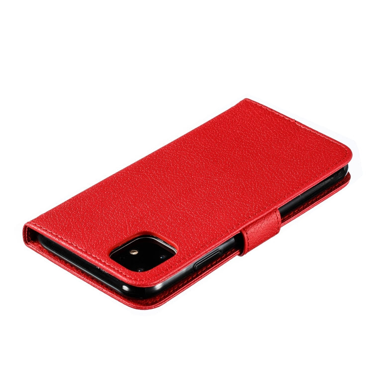 For iPhone 11 Feather Pattern Litchi Texture Horizontal Flip Leather Case with Wallet & Holder & Card Slots (Red) - iPhone 11 Cases by buy2fix | Online Shopping UK | buy2fix