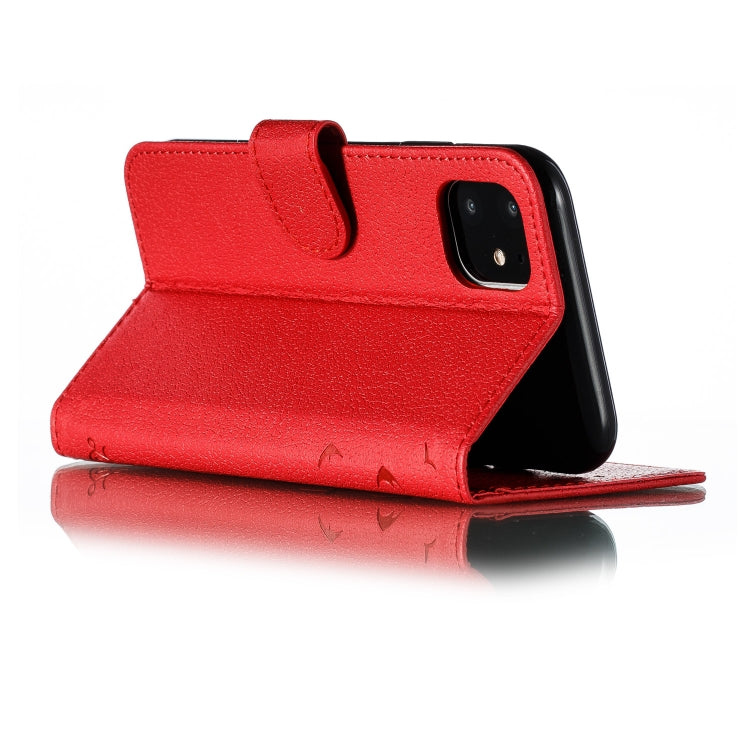 For iPhone 11 Feather Pattern Litchi Texture Horizontal Flip Leather Case with Wallet & Holder & Card Slots (Red) - iPhone 11 Cases by buy2fix | Online Shopping UK | buy2fix