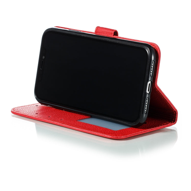 For iPhone 11 Feather Pattern Litchi Texture Horizontal Flip Leather Case with Wallet & Holder & Card Slots (Red) - iPhone 11 Cases by buy2fix | Online Shopping UK | buy2fix