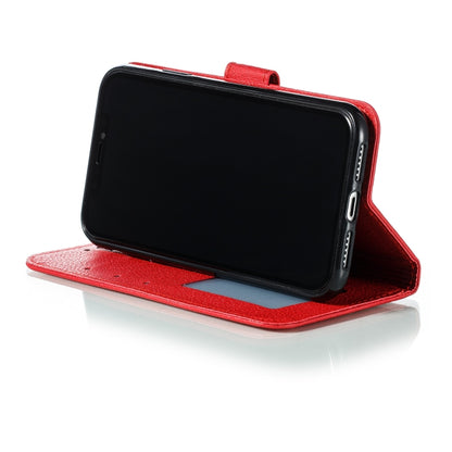 For iPhone 11 Feather Pattern Litchi Texture Horizontal Flip Leather Case with Wallet & Holder & Card Slots (Red) - iPhone 11 Cases by buy2fix | Online Shopping UK | buy2fix