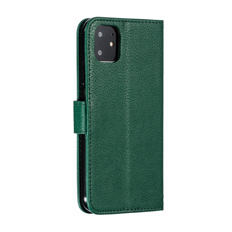 For iPhone 11 Feather Pattern Litchi Texture Horizontal Flip Leather Case with Wallet & Holder & Card Slots (Green) - iPhone 11 Cases by buy2fix | Online Shopping UK | buy2fix