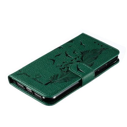 For iPhone 11 Feather Pattern Litchi Texture Horizontal Flip Leather Case with Wallet & Holder & Card Slots (Green) - iPhone 11 Cases by buy2fix | Online Shopping UK | buy2fix