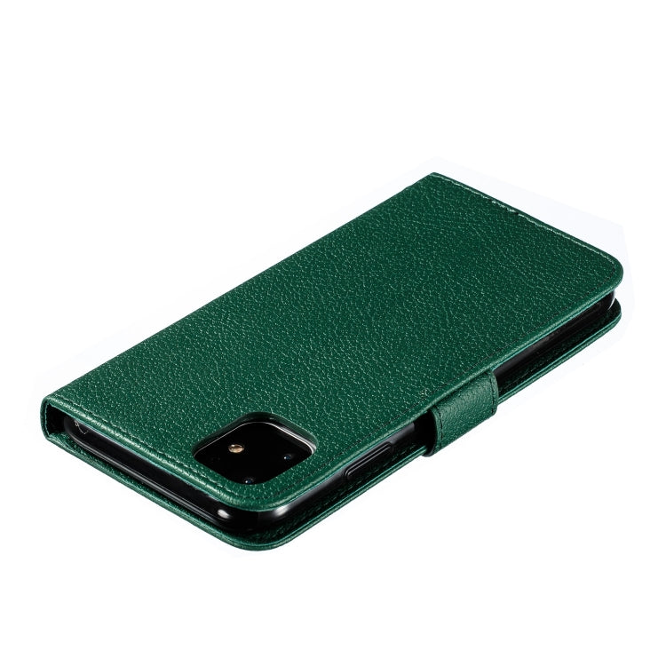 For iPhone 11 Feather Pattern Litchi Texture Horizontal Flip Leather Case with Wallet & Holder & Card Slots (Green) - iPhone 11 Cases by buy2fix | Online Shopping UK | buy2fix