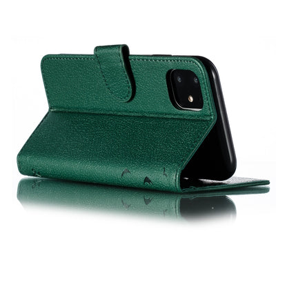 For iPhone 11 Feather Pattern Litchi Texture Horizontal Flip Leather Case with Wallet & Holder & Card Slots (Green) - iPhone 11 Cases by buy2fix | Online Shopping UK | buy2fix