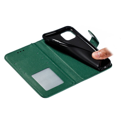 For iPhone 11 Feather Pattern Litchi Texture Horizontal Flip Leather Case with Wallet & Holder & Card Slots (Green) - iPhone 11 Cases by buy2fix | Online Shopping UK | buy2fix