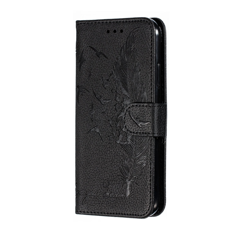 For iPhone 11 Feather Pattern Litchi Texture Horizontal Flip Leather Case with Wallet & Holder & Card Slots (Black) - iPhone 11 Cases by buy2fix | Online Shopping UK | buy2fix