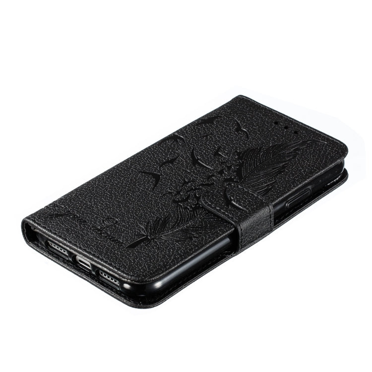 For iPhone 11 Feather Pattern Litchi Texture Horizontal Flip Leather Case with Wallet & Holder & Card Slots (Black) - iPhone 11 Cases by buy2fix | Online Shopping UK | buy2fix