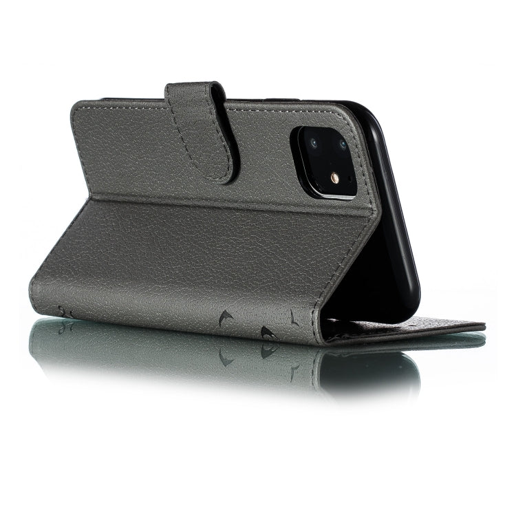 For iPhone 11 Feather Pattern Litchi Texture Horizontal Flip Leather Case with Wallet & Holder & Card Slots (Gray) - iPhone 11 Cases by buy2fix | Online Shopping UK | buy2fix