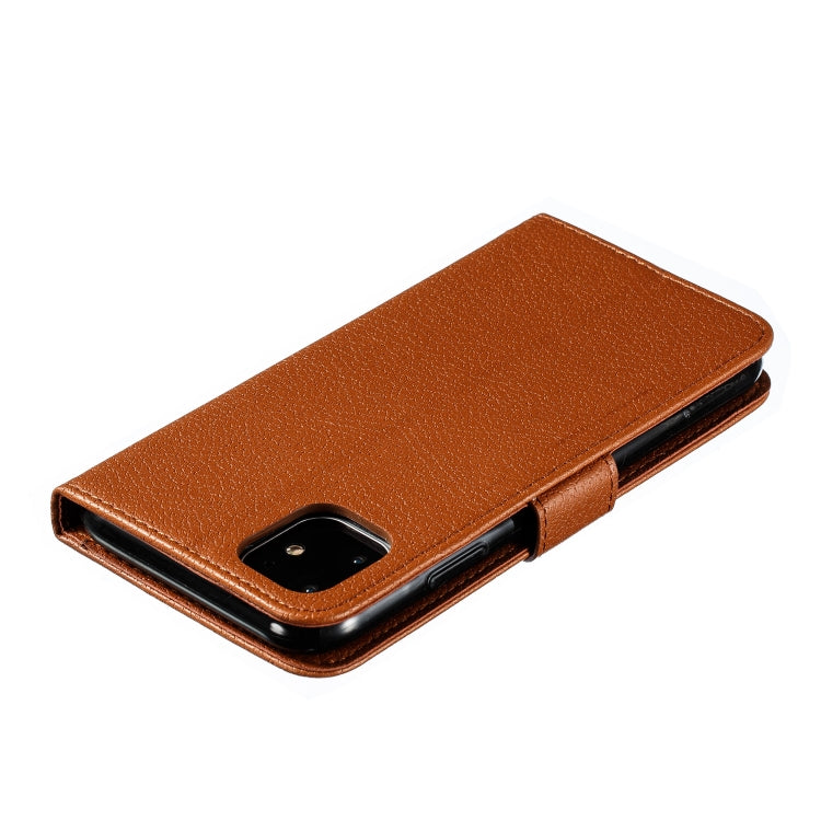 For iPhone 11 Feather Pattern Litchi Texture Horizontal Flip Leather Case with Wallet & Holder & Card Slots (Brown) - iPhone 11 Cases by buy2fix | Online Shopping UK | buy2fix