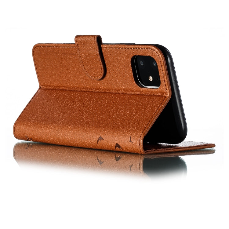 For iPhone 11 Feather Pattern Litchi Texture Horizontal Flip Leather Case with Wallet & Holder & Card Slots (Brown) - iPhone 11 Cases by buy2fix | Online Shopping UK | buy2fix