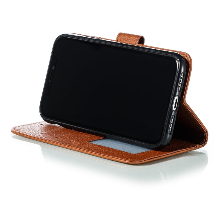 For iPhone 11 Feather Pattern Litchi Texture Horizontal Flip Leather Case with Wallet & Holder & Card Slots (Brown) - iPhone 11 Cases by buy2fix | Online Shopping UK | buy2fix