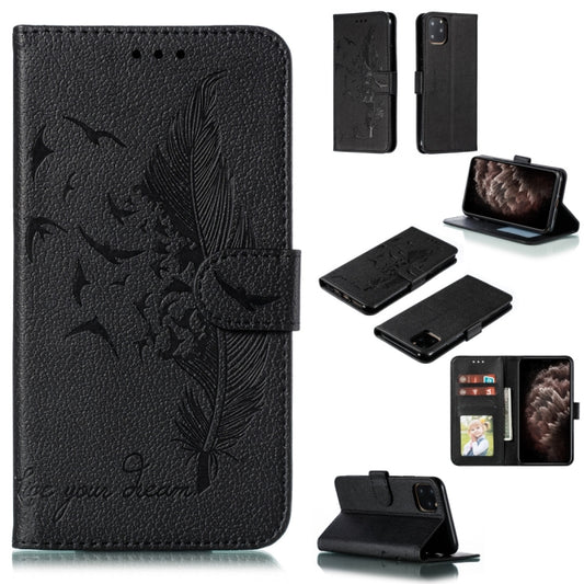 For iPhone 11 Pro Max Feather Pattern Litchi Texture Horizontal Flip Leather Case with Wallet & Holder & Card Slots (Black) - iPhone 11 Pro Max Cases by buy2fix | Online Shopping UK | buy2fix