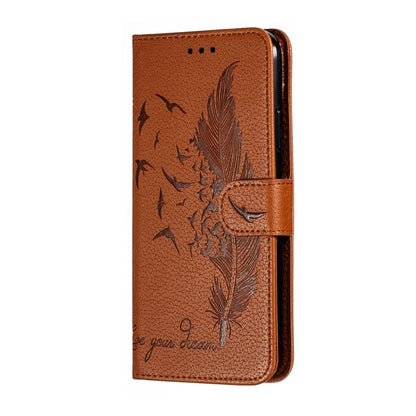 For iPhone 11 Pro Max Feather Pattern Litchi Texture Horizontal Flip Leather Case with Wallet & Holder & Card Slots (Brown) - iPhone 11 Pro Max Cases by buy2fix | Online Shopping UK | buy2fix