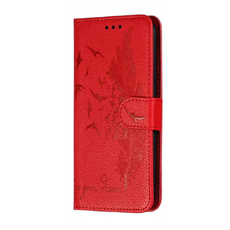 For iPhone XR Feather Pattern Litchi Texture Horizontal Flip Leather Case with Wallet & Holder & Card Slots(Red) - More iPhone Cases by buy2fix | Online Shopping UK | buy2fix