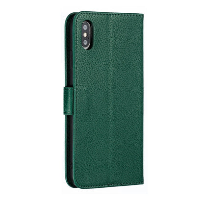 For iPhone XS Max Feather Pattern Litchi Texture Horizontal Flip Leather Case with Wallet & Holder & Card Slots(Green) - More iPhone Cases by buy2fix | Online Shopping UK | buy2fix