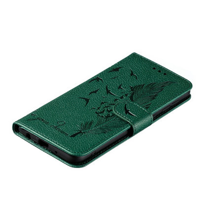 Feather Pattern Litchi Texture Horizontal Flip Leather Case with Wallet & Holder & Card Slots For Galaxy A10(Green) by buy2fix