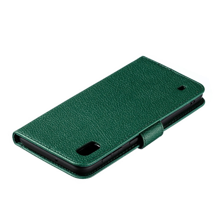 Feather Pattern Litchi Texture Horizontal Flip Leather Case with Wallet & Holder & Card Slots For Galaxy A10(Green) by buy2fix