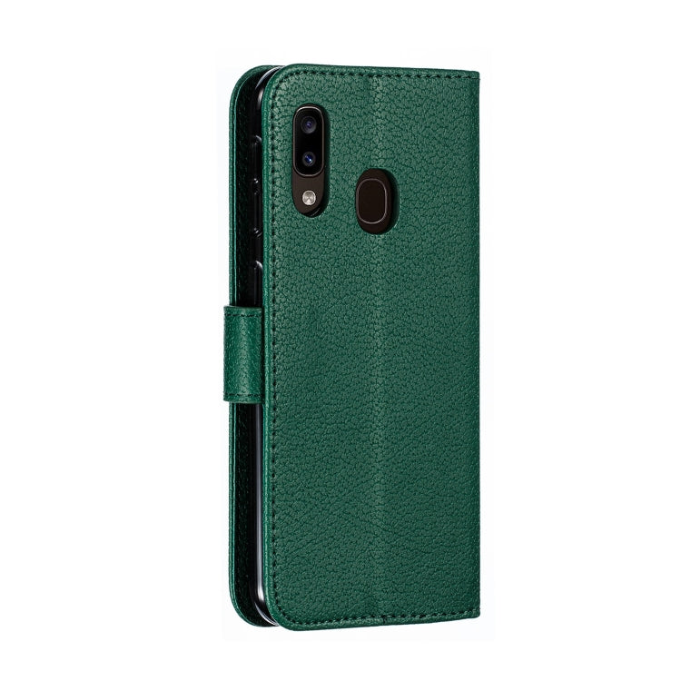 Feather Pattern Litchi Texture Horizontal Flip Leather Case with Wallet & Holder & Card Slots For Galaxy A20e(Green) by buy2fix