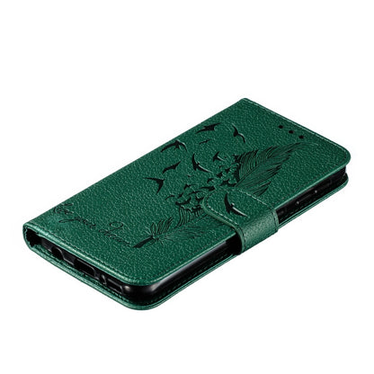 Feather Pattern Litchi Texture Horizontal Flip Leather Case with Wallet & Holder & Card Slots For Galaxy A20e(Green) by buy2fix