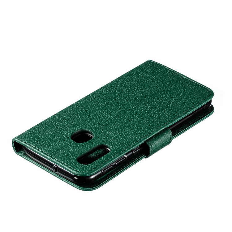 Feather Pattern Litchi Texture Horizontal Flip Leather Case with Wallet & Holder & Card Slots For Galaxy A20e(Green) by buy2fix