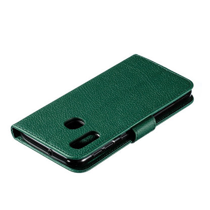 Feather Pattern Litchi Texture Horizontal Flip Leather Case with Wallet & Holder & Card Slots For Galaxy A20e(Green) by buy2fix