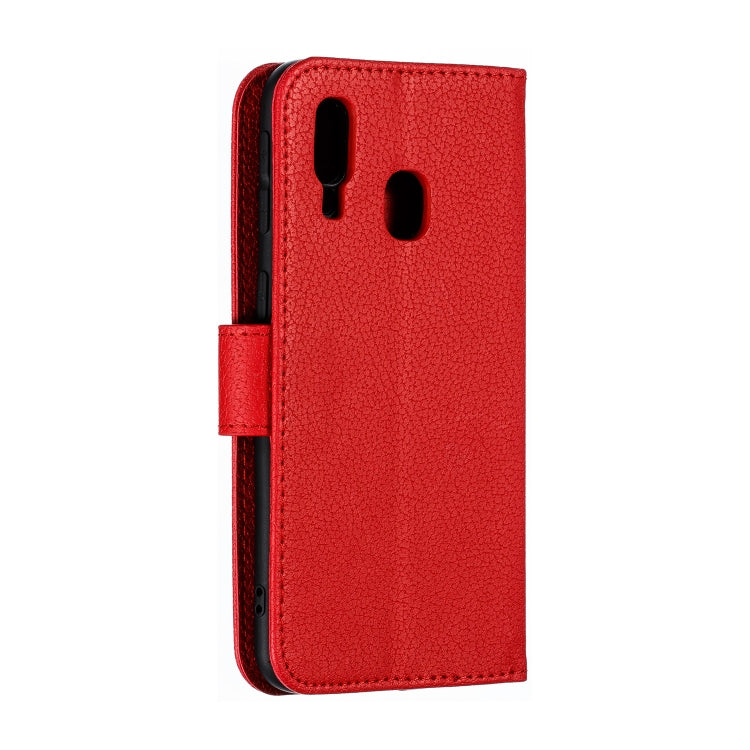 Feather Pattern Litchi Texture Horizontal Flip Leather Case with Wallet & Holder & Card Slots For Galaxy A40(Red) by buy2fix