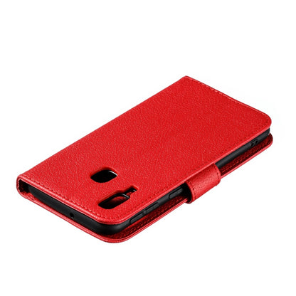 Feather Pattern Litchi Texture Horizontal Flip Leather Case with Wallet & Holder & Card Slots For Galaxy A40(Red) by buy2fix