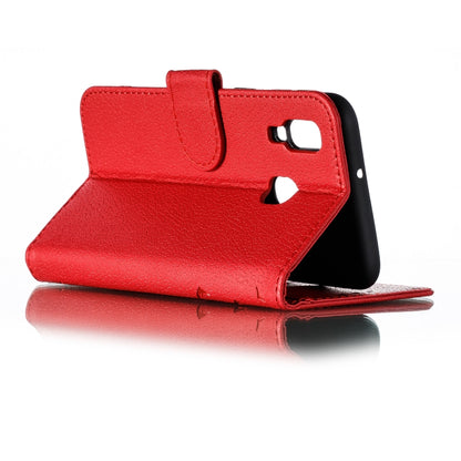 Feather Pattern Litchi Texture Horizontal Flip Leather Case with Wallet & Holder & Card Slots For Galaxy A40(Red) by buy2fix