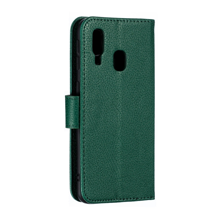Feather Pattern Litchi Texture Horizontal Flip Leather Case with Wallet & Holder & Card Slots For Galaxy A40(Green) by buy2fix