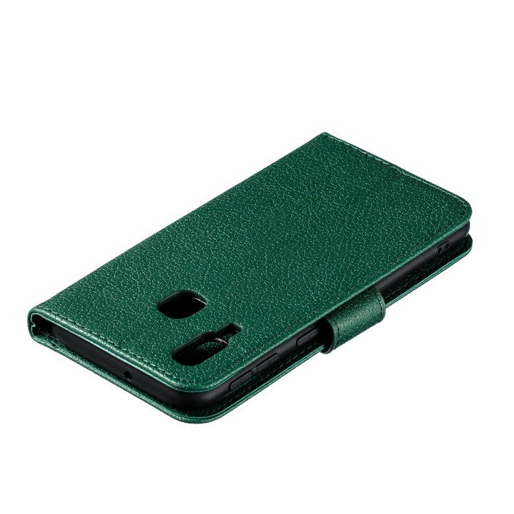 Feather Pattern Litchi Texture Horizontal Flip Leather Case with Wallet & Holder & Card Slots For Galaxy A40(Green) by buy2fix
