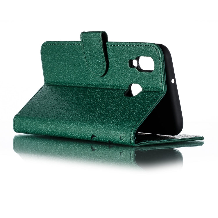 Feather Pattern Litchi Texture Horizontal Flip Leather Case with Wallet & Holder & Card Slots For Galaxy A40(Green) by buy2fix