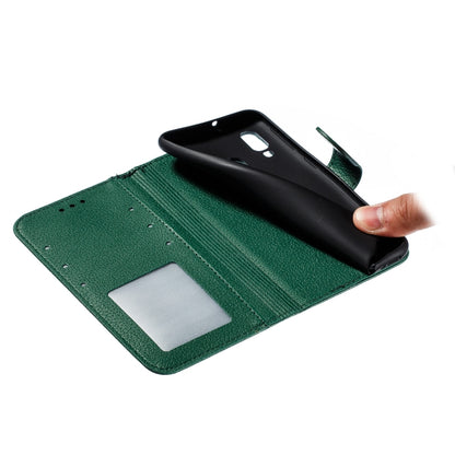 Feather Pattern Litchi Texture Horizontal Flip Leather Case with Wallet & Holder & Card Slots For Galaxy A40(Green) by buy2fix