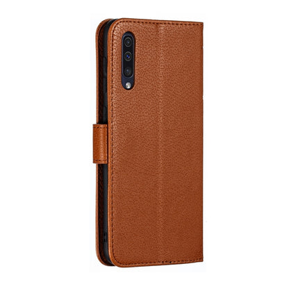 Feather Pattern Litchi Texture Horizontal Flip Leather Case with Wallet & Holder & Card Slots For Galaxy A50(Brown) by buy2fix