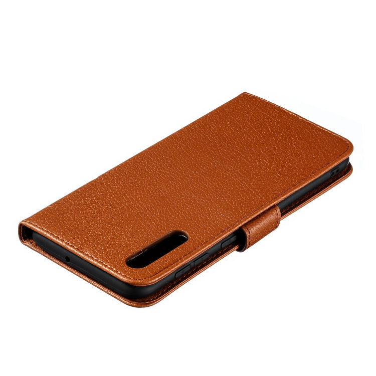 Feather Pattern Litchi Texture Horizontal Flip Leather Case with Wallet & Holder & Card Slots For Galaxy A50(Brown) by buy2fix