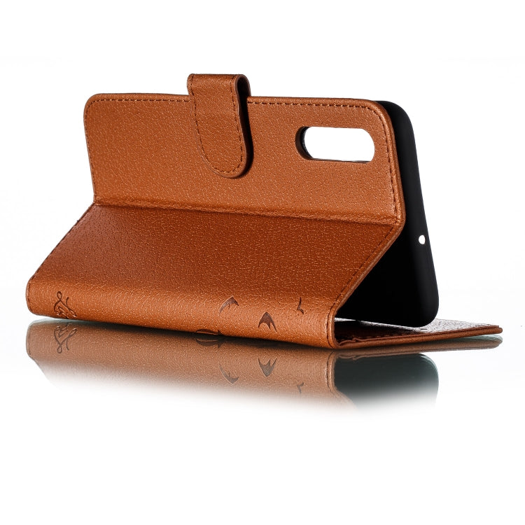 Feather Pattern Litchi Texture Horizontal Flip Leather Case with Wallet & Holder & Card Slots For Galaxy A50(Brown) by buy2fix