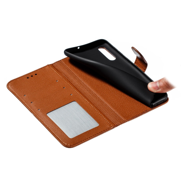 Feather Pattern Litchi Texture Horizontal Flip Leather Case with Wallet & Holder & Card Slots For Galaxy A50(Brown) by buy2fix