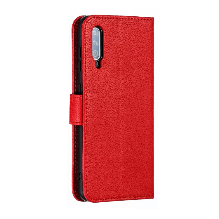 Feather Pattern Litchi Texture Horizontal Flip Leather Case with Wallet & Holder & Card Slots For Galaxy A70(Red) by buy2fix