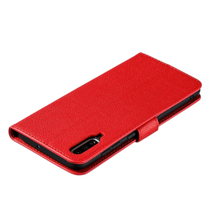 Feather Pattern Litchi Texture Horizontal Flip Leather Case with Wallet & Holder & Card Slots For Galaxy A70(Red) by buy2fix