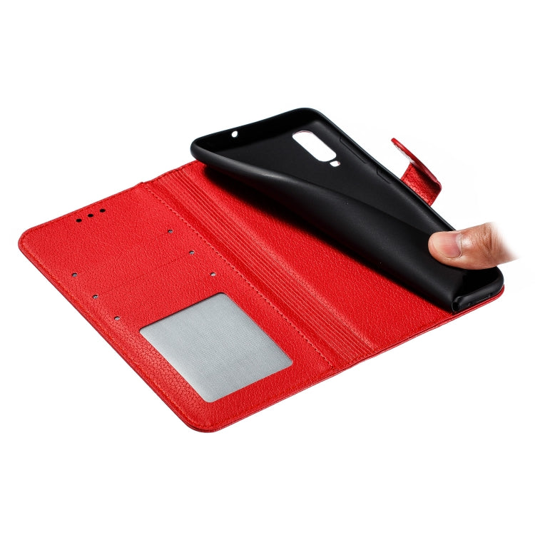 Feather Pattern Litchi Texture Horizontal Flip Leather Case with Wallet & Holder & Card Slots For Galaxy A70(Red) by buy2fix