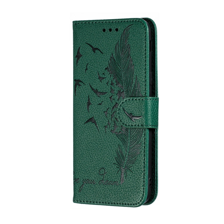 Feather Pattern Litchi Texture Horizontal Flip Leather Case with Wallet & Holder & Card Slots For Galaxy J6 (2018)(Green) by buy2fix