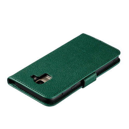 Feather Pattern Litchi Texture Horizontal Flip Leather Case with Wallet & Holder & Card Slots For Galaxy J6 (2018)(Green) by buy2fix