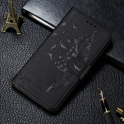 Feather Pattern Litchi Texture Horizontal Flip Leather Case with Wallet & Holder & Card Slots For Galaxy J6 (2018)(Black) by buy2fix
